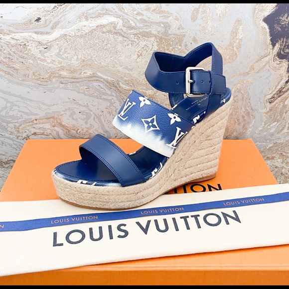 Sold! New! Louis Vuitton Monogram Escale Starboard Wedge Sandal - Picture 5 of 10